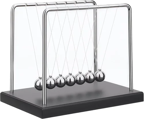 Miniatura 11 de Cuna de Newton Bolas de Equilibrio, Bolas de Péndulo con Base Negra, Péndulo Cuna de Newton, Decoración de Escritorio para Hombres, Juguetes