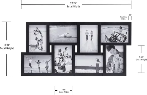 Miniatura 3 de Malden International Designs Puzzle Collage Marco, 8 Opción, 8 – 4 x 6, Negro