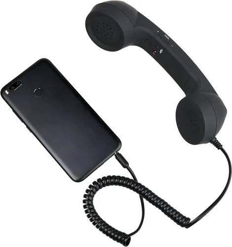 Miniatura 2 de Auricular retro de 3.5mm para teléfono celular Micrófono receptor para iPhone iPad teléfonos móviles smartphone (negro)