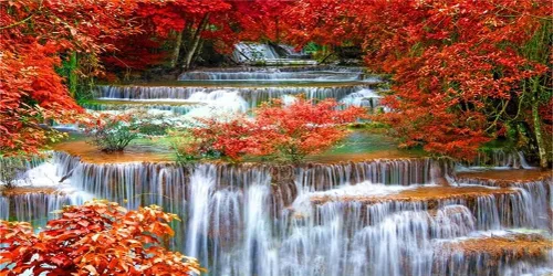 Miniatura 7 de AOFOTO Telón de fondo de cascadas de 5 x 3 pies para fotografía de fondo de cascada, paisaje, naturaleza, viajes, hombre adulto, Retrato artístico