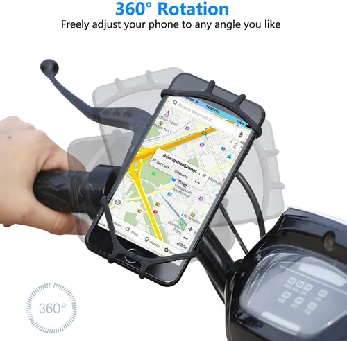 Miniatura 4 de Kinizuxi Paquete de 2 soportes universales para teléfono para bicicleta, soportes de silicona de rotación 360 para iPhone y Samsung, compatibles