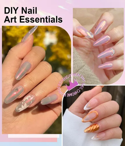 Miniatura 3 de 2 piezas de polvo de uñas cromado: polvo de uñas cromado cobre efecto espejo, espejo metálico, polvo de uñas naranja cromado para decoración