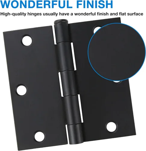 Miniatura 5 de Paquete de 30 bisagras de puerta negro mate de 3.5 x 3.5 pulgadas, bisagras de puerta interiores de 3 1/2 pulgadas para puertas, esquinas cuadradas