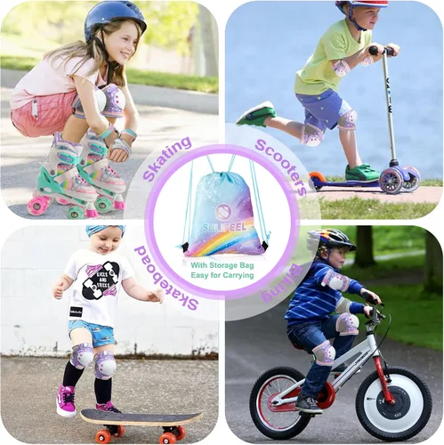 Miniatura 7 de Rainbow Unicorn - Patines para niños con equipo de protección, morado, talla S