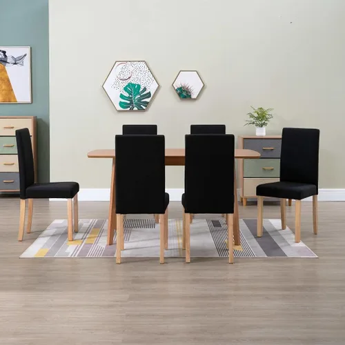 Miniatura 23 de Modern Dining Chairs Set of 2 Black Fabric Upholstered with Rubber Wood Frame for Kitchen Dining Room Farmhouse Decor