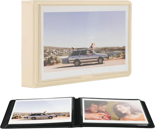 Álbum de fotos pequeño de 4 x 6 pulgadas con capacidad para 28+1 fotografías horizontales, mini libro de fotos de capacidad con cubierta de cuero