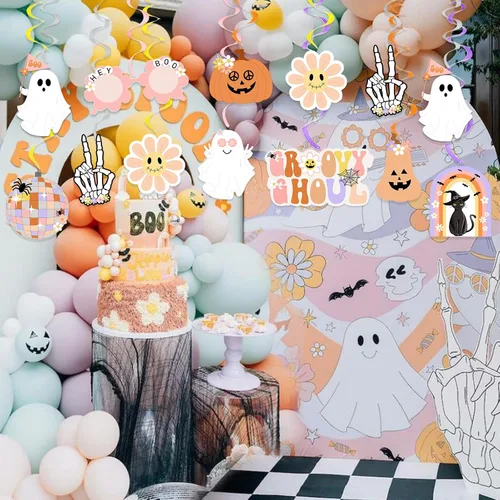 Miniatura 7 de 20 decoraciones geniales de Halloween, hippie de Halloween, remolinos colgantes de remolinos espeluznantes y espeluznantes serpentinas