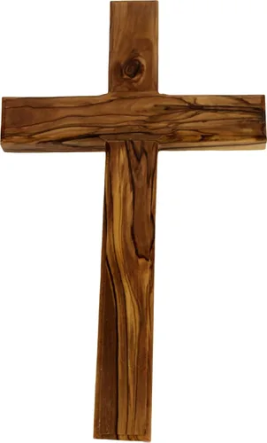 Miniatura 7 de Holy Land Market Par de cruz de madera de olivo, colgante de pared de 4 pulgadas de Belén, decoración religiosa hecha a mano