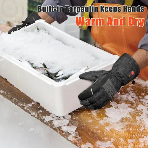 Miniatura 5 de Guantes de trabajo de invierno con calefacción de WINGLEOV - Guantes duraderos con agarre, guantes de trabajo aislados con respaldo de goma