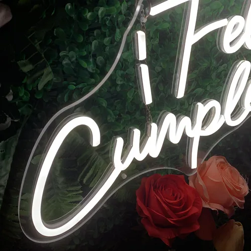 Miniatura 4 de Cartel de neón LED de Feliz Cumpleaños, más grande para decoración de pared con modulador de luz de cadena USB, reutilizable, letrero LED