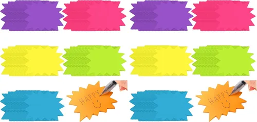 Miniatura 10 de Crtiin 1200 hojas de notas adhesivas Starburst de colores neón brillantes con forma de explosión de estrellas, publicación de regalo a granel