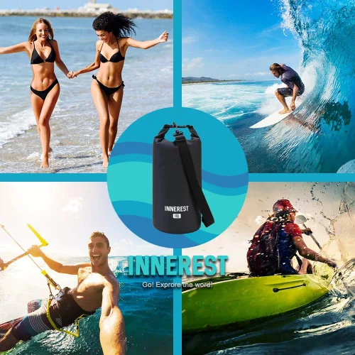 Miniatura 5 de Innerest Bolsa seca impermeable ligera para recreación de agua al aire libre, playa, barco, camping, pesca, kayak con una bolsa impermeable