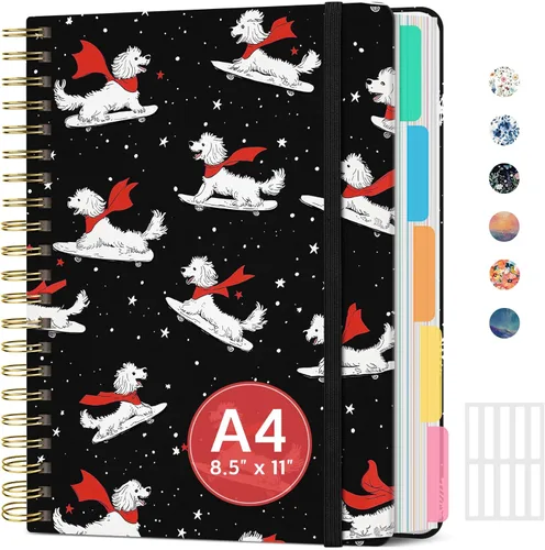 Miniatura 19 de Cuadernos grandes de espiral rayados para el trabajo con divisores y pestañas extraíbles, 8.5 x 11 pulgadas, bonito cuaderno de tapa dura de 5 A