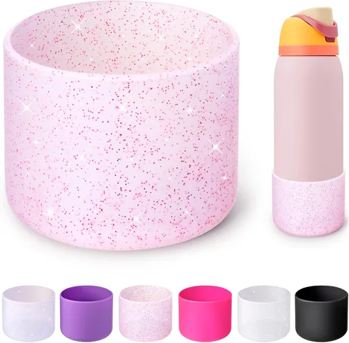 Miniatura 50 de Silicone Boot for Owala Water Bottle 24oz 32oz 40oz, Anti-Slip Protective Sleeve Bottom Bumper Protector for FreeSip, Twist, and Flip Stainless Rosa