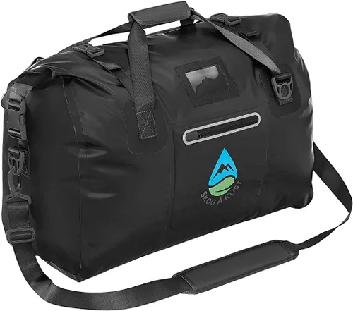 Miniatura 9 de Skog Å Kust Duffelsak - Bolsa de lona impermeable resistente para deportes, viajes y más, tamaños de 40, 60 y 90 litros, Negro, Deportivo/resistente
