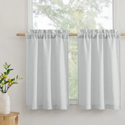 Miniatura 27 de RYB Home - Cortinas semitransparentes de lino Angora