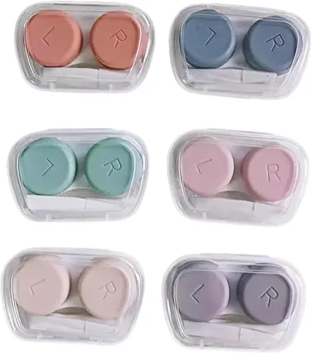 Paquete de 6 fundas para lentes de contacto, estuche de contacto portátil con pinzas para herramientas aplicadoras, para viajes al aire libre,