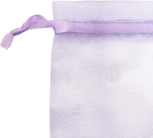 Miniatura 4 de QIANF 20 bolsas de regalo de organza transparente lavanda de 4 x 6 pulgadas con cordón, bolsas de golosinas, bolsa de malla para joyas, bolsa