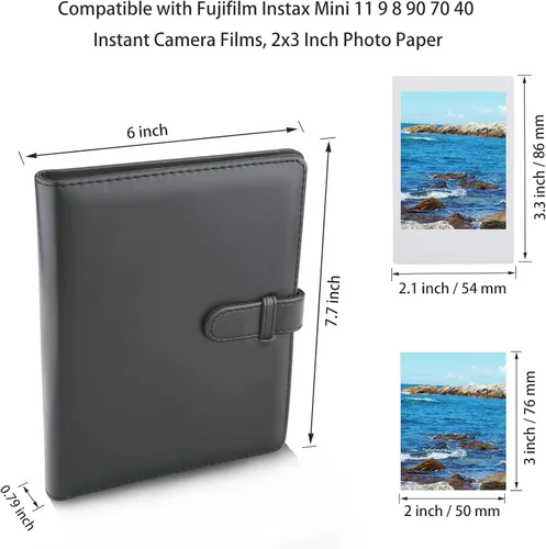 Miniatura 3 de Hapeper - Álbum de fotos con 128 bolsillos compatible con películas de cámaras instantáneas Fujifilm Instax Mini 12 11 9 8 90 70 40 y papel