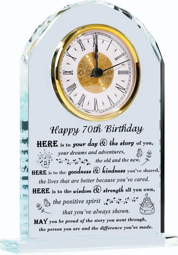 Movdyka Regalos de 70 cumpleaños para mujeres y hombres – Reloj de cristal personalizado 1956 70 años de edad regalo para ella él – Ideas de regalos