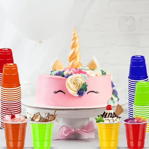 Miniatura 4 de 500 piezas vasos de chupito de 2 onzas de colores surtidos, vasos de chupito coloridos de plástico neón para beber, degustaciones servidas