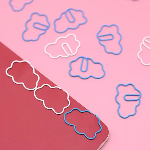 Miniatura 4 de OWLFAVO 48 clips de papel en forma de nube con caja transparente, azul y blanco, divertidos y lindos marcadores de papel, clips para planificar