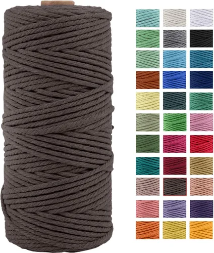 Miniatura 28 de Cuerda de macramé de algodón natural grueso de 3mm x 109 yardas, cuerda de algodón torcido de 4 hebras para macramé suave de color natural hecho a