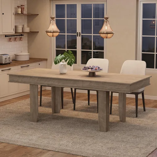 Miniatura 21 de GarveeHome Mesa de comedor de granja para 6-8 personas, mesas de cocina de 71 pulgadas de largo con marco resistente de madera, mesa rectangular