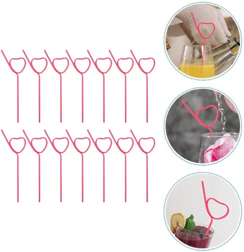 Miniatura 7 de 25 popotes de plástico para cóctel, en forma de corazón, reutilizables, pajitas largas y flexibles para ducha, suministros de fiesta de cumpleaños