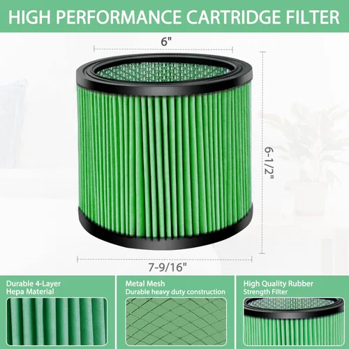 Miniatura 3 de Shop-Vac Filtro de cartucho de alto rendimiento 90304/90344, se adapta a la mayoría de aspiradoras húmedas y secas Shop-Vac de 4-16 galones, filtro