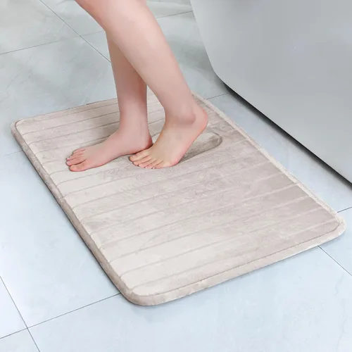 Miniatura 22 de SWEMSTAR Alfombra de baño de espuma viscoelástica con alfombra de inodoro, tapete de baño absorbente de agua para suelo de baño, antideslizante