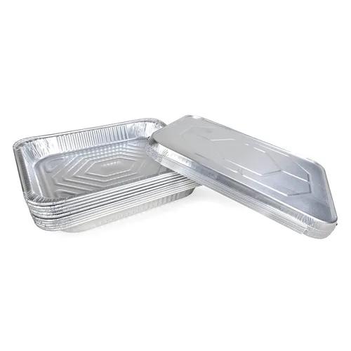 Miniatura 7 de IDL Packaging Sartenes de aluminio de tamaño medio con tapas, tamaño mediano, 13 x 11 x 2 pulgadas (paquete de 10) - Sartén desechable de aluminio