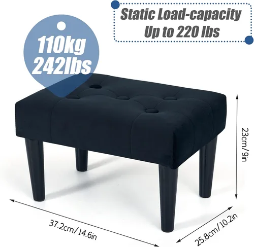 Miniatura 3 de BRIAN & DANY Pack of 2 Small Foot Stool, Velvet Footstool with Wood Legs, Footstools for Living Room, Ottoman Footrest Extra Seating for Entryway