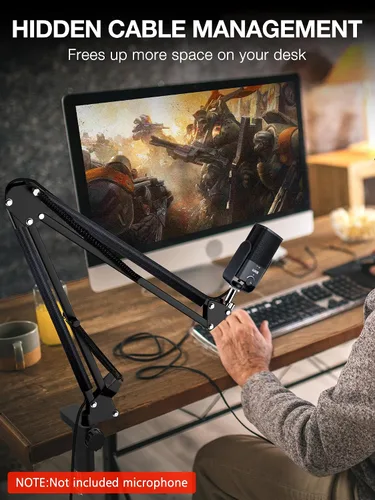 Miniatura 7 de SUNMON Rode NT-USB Mic Boom Arm - Brazo de micrófono para RODE NT-USB/NT-USB+/NT-USB Mini y la mayoría de micrófonos, soporte de brazo de tijera