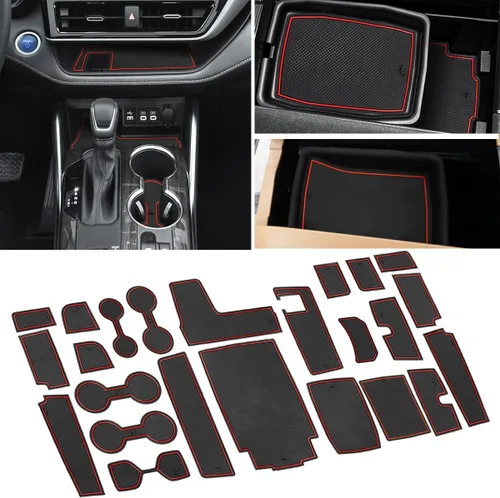 Miniatura 12 de Auovo Alfombrillas antipolvo para Toyota Highlander Accesorios 2019 2018 2017 2016 2015 2014 Alfombrillas de posavasos con inserto para portavasos