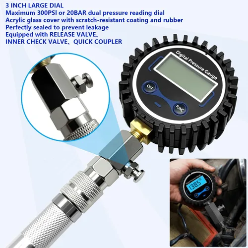 Miniatura 6 de ZKTOOL Comprobador de Compresión Digital LCD Automotriz, Medidor de Compresión Digital 250 PSI, Kit de Adaptador de Comprobador de Compresión