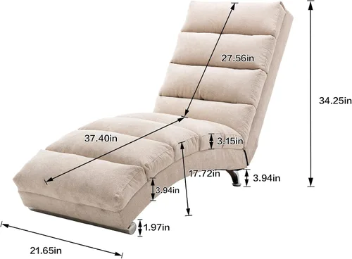 Miniatura 2 de Olela Tumbona de masaje de lino para interiores con control remoto, tumbona larga ergonómica para masaje eléctrico con 5 modos para oficina, sala