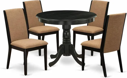 Miniatura 20 de East West Furniture ANLA3-ABK-47 - Juego de muebles de comedor de 3 piezas que contiene una mesa de cocina redonda con pedestal y 2 sillas