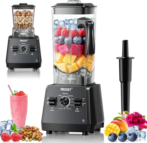 Miniatura 9 de Batidoras para cocina, licuadora de batidos, 2400 W/1000 W Prasky Blender & Grinder Combo, 25,000 RPM de alta velocidad, procesador de alimentos sin