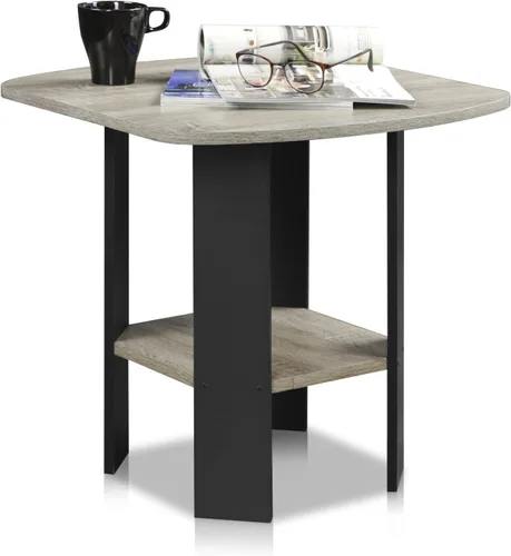 Miniatura 5 de FURINNO - Mesita auxiliar de diseño sencillo Roble Francés/Negro