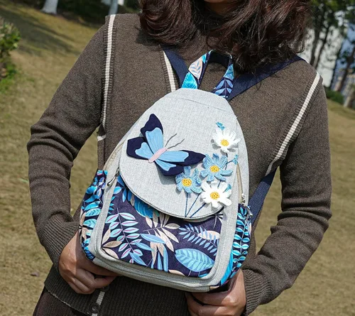 Miniatura 56 de HUANGGUOSHU Mochila de algodón tejida de algodón bohemio con bordado de lona estilo bohemio con múltiples bolsillos retro linda mochila cartera