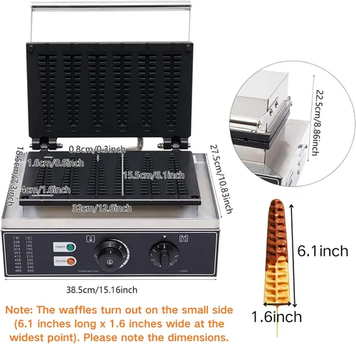 Miniatura 2 de Máquina de gofres comercial, máquina de gofres antiadherente, máquina de gofres para restaurante que hace gofres individuales con controles