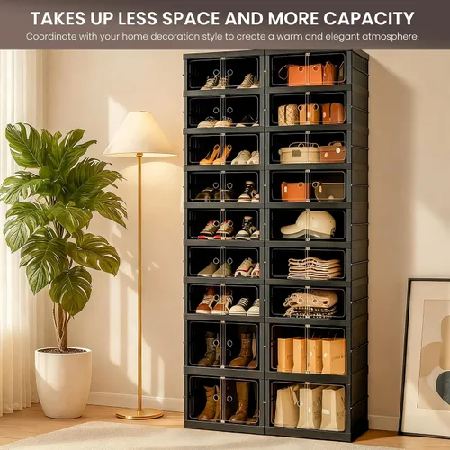 Miniatura 4 de Organizador de Zapatos Plegable Caja de Almacenamiento, Estante de Zapatos Plegable Portátil Extra Grande para Closet, Caja de Almacenamiento