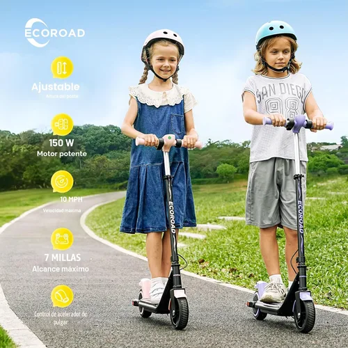 Miniatura 2 de ECOROAD EK6 Kids Electric Scooter for 6-12, 3/6/10mph Speeds for Ultimate Comfort & Adjustable Height, 150W & Dual Brake Safety Electric Scooter