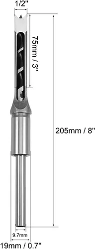 Miniatura 3 de uxcell Broca cuadrada del agujero, herramienta eléctrica de la mortaja del cincel hueco del acero de alto carbono del 1/2" para la carpintería