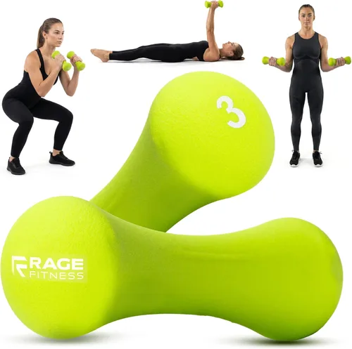 Rage Fitness Dumbbell Hand Weight (Sold in Pairs), PVC Coated, Texturized Rubber Exercise & Fitness Dumbbell for Home Gym Equipment Workouts