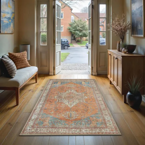 Miniatura 84 de GLN Rugs Traditional Collection - Alfombra de felpilla lavable a máquina, tradicional, antideslizante, alfombra de felpilla de pelo bajo, para sala