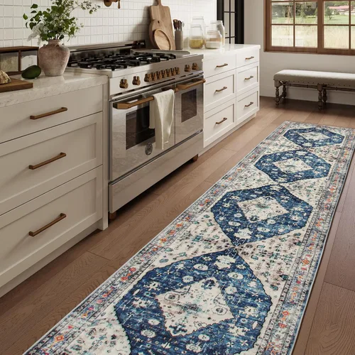 Miniatura 53 de Lahome Alfombra tribal bohemia de 2 x 3 pies, alfombra verde pequeña para entrada, suave, antideslizante, lavable, alfombra de baño bohemia de pelo