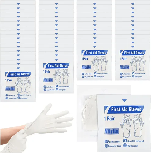 Miniatura 7 de Chicingyou 30 pares de guantes de emergencia desechables empaquetados individualmente, guantes de viaje para trauma, guantes esenciales de nitrilo