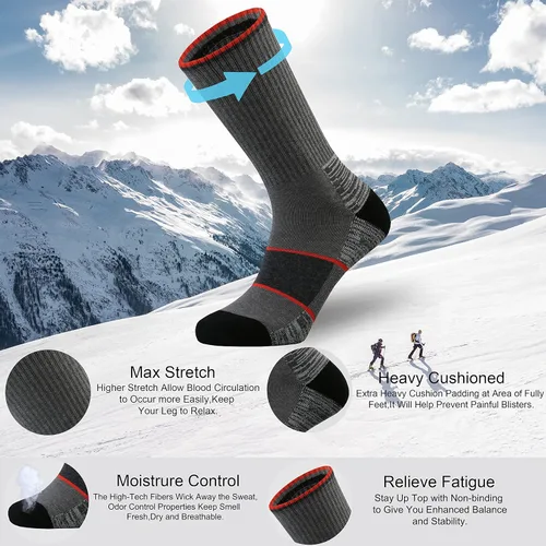 Miniatura 2 de Ortis Calcetines acolchados de lana merino para hombre con control de humedad y peso ligero, transpirable para senderismo al aire libre y ciclismo
